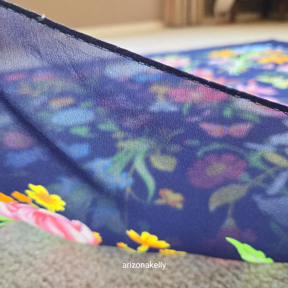 Large Silk Crepe Floral Scarf in Flawless Condition